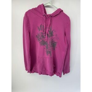 EDC Hoodie Womens 2XL Pink Pullover Fleece Music Graphic Kangaroo Pocket